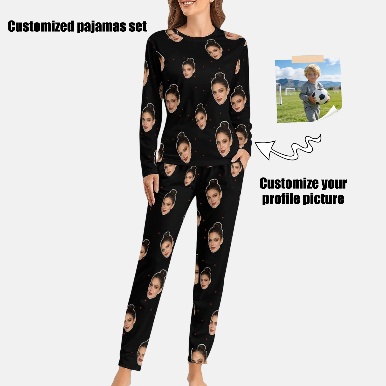 

Customized women's pajamas set personalized face avatar pajamas Valentine's Day gift