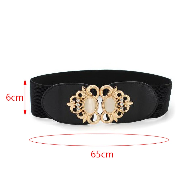 Fashion 1PC Metallic Retro Wide Ladies PU Leather Women Belt lady Elastic Waistband Stretch Cinch Dress Narrow Waist Belt Band