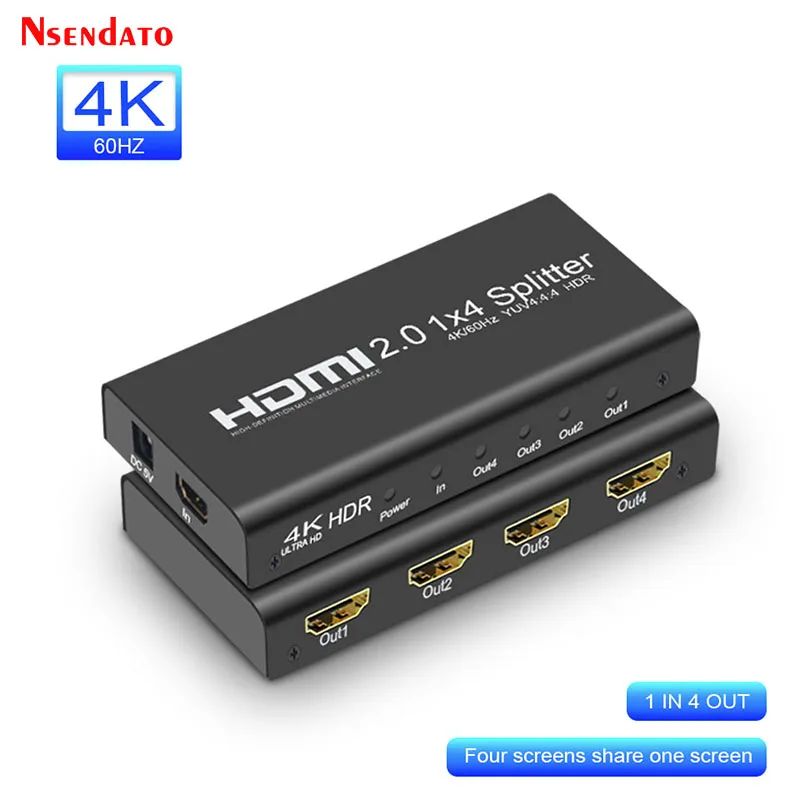 

1X4 1x2 HDMI Splitter 4K 60Hz 1 In 4 Out HDMI 2.0 Distributor Splitter 1080P 60hz Display For Amplifier HDCP DVD PS4 Xbox HDTV