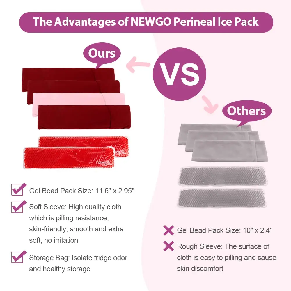 Reusable Perineal Ice Pack for Women Postpartum Hemorrhoid Pain Relief Flexible Hot Cold Vaginial Pack with 4 Washable Sleeves