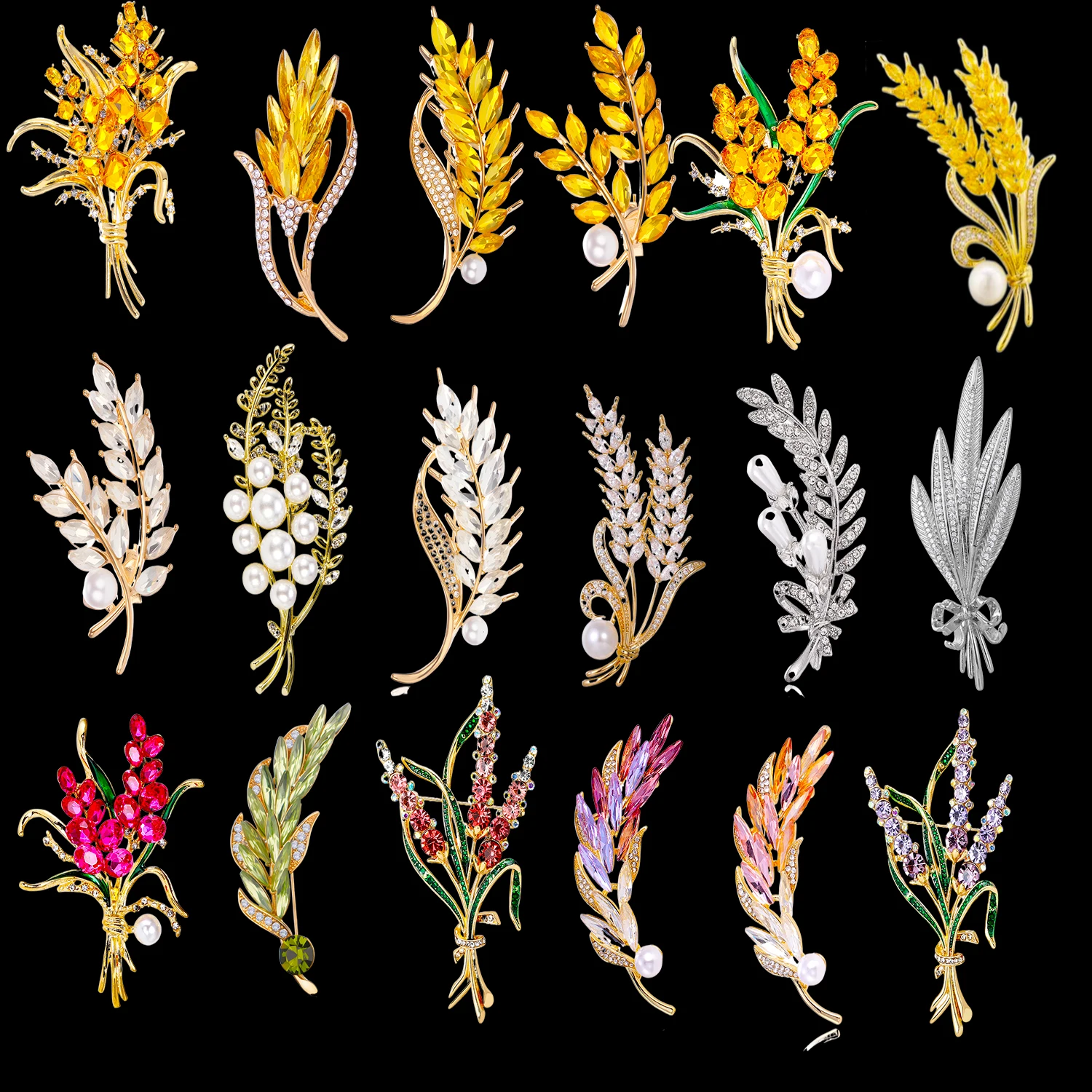 New Wheat Ear Brooch Fashionable Luxury High-End Brooch Temperament High-End Sense Coat Coat Chest Flower Jewelry