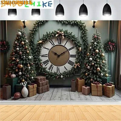 

Christmas Day New Year Party Photography Backdrops Prop Window Living Room Interior Xmas Tree Snow Theme Photo Background FN-73