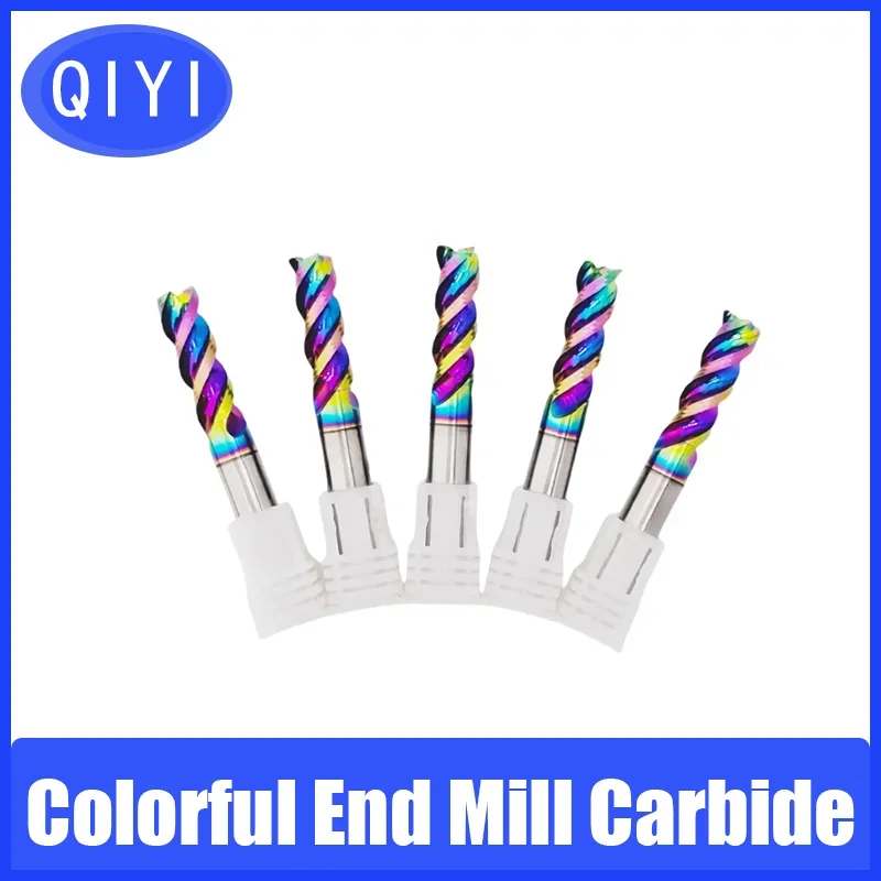 

QIYI U Shape Colorful End Mill Carbide For Aluminium High-gloss Mirror Milling Cutter 3 Flutes For Acrylic Wood Copper Plastic