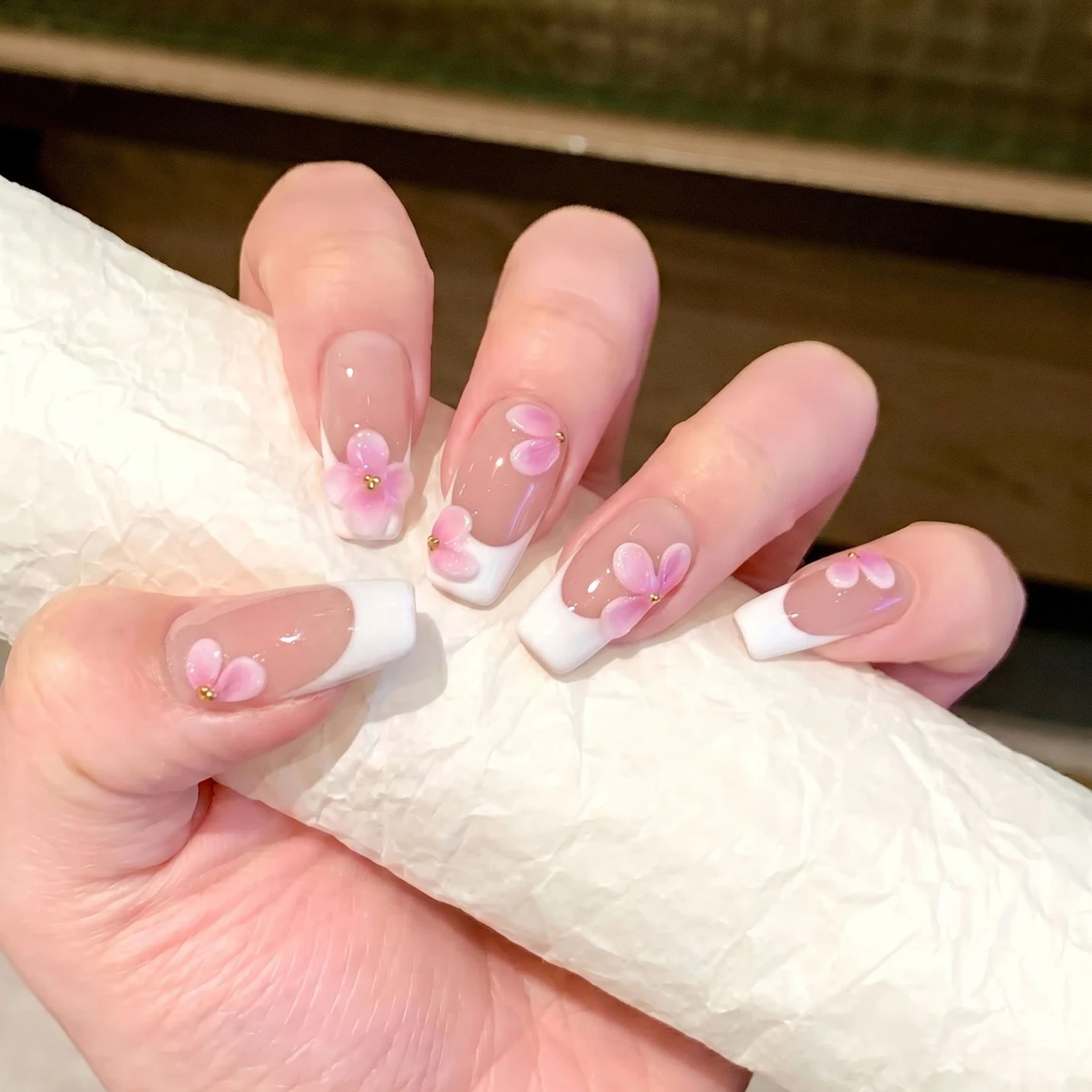 Resin Art Design - 10pcs White French Style Tips False