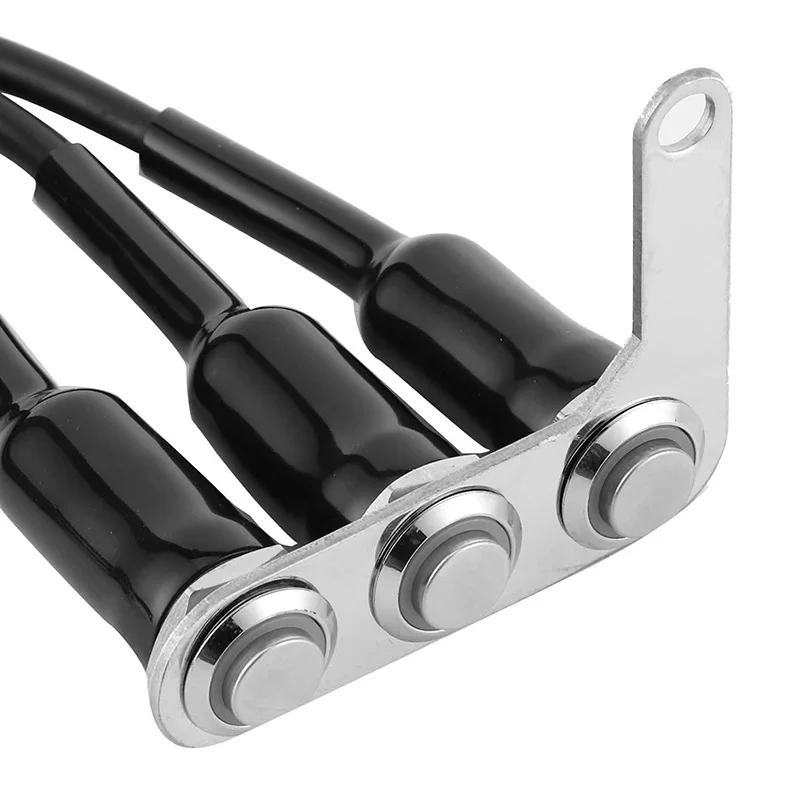 Motorcycle Handlebar Switch 12V Stainless Steel Motorcycle Handlebar Fog Light Switch Button LED Modification n(Three switches)