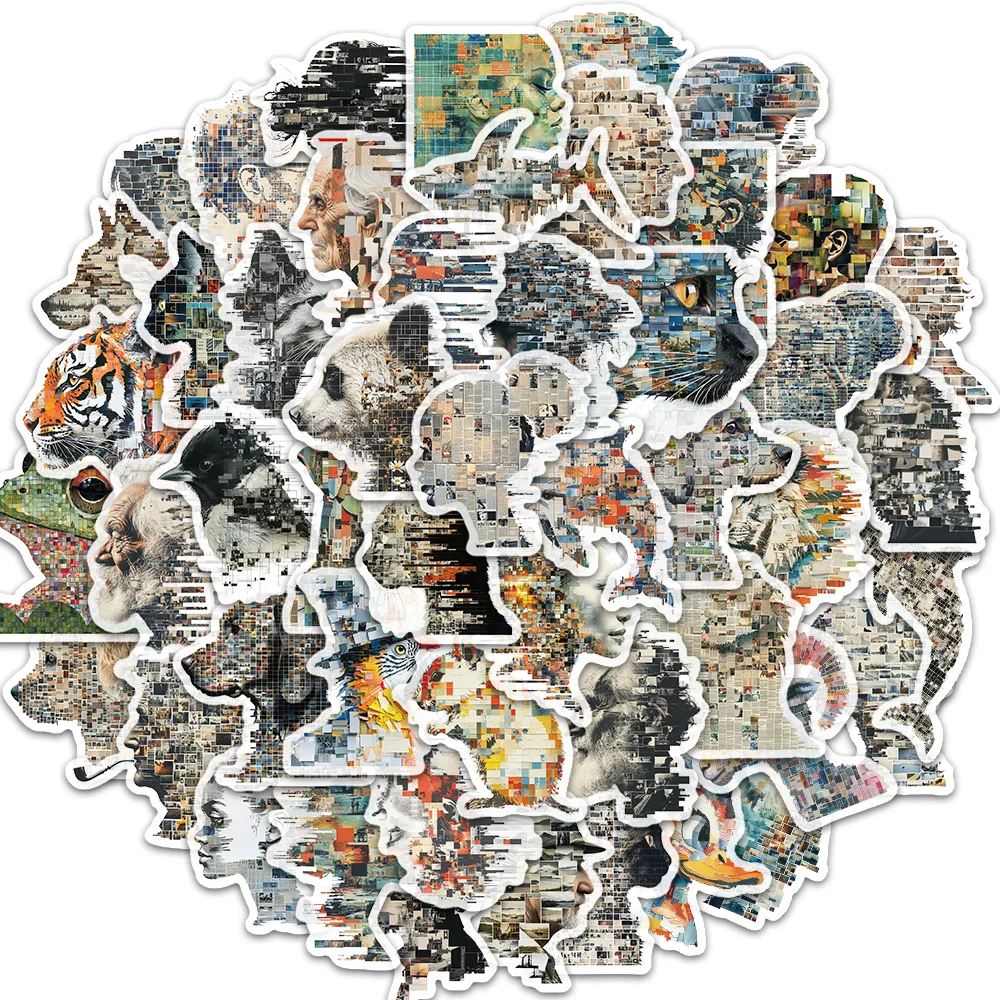 

50 шт. пейзаж фотоколлаж портрет граффити наклейки телефон гитара скейтбординг чашки для воды дневник водонепроницаемые украшения
