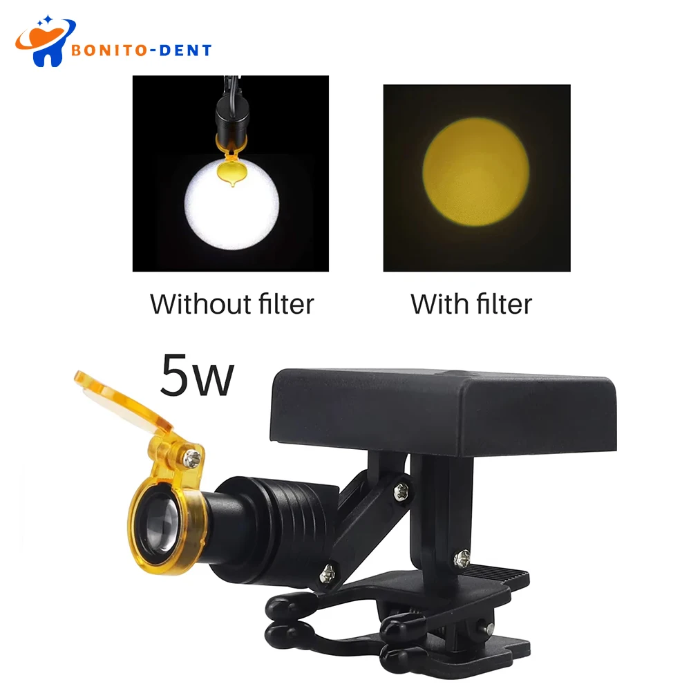 

5W LED Headlight Wireless Portable Headlamp with Optical Filter for Dental Loupes Lab Medical Magnifier Magnification Binocular