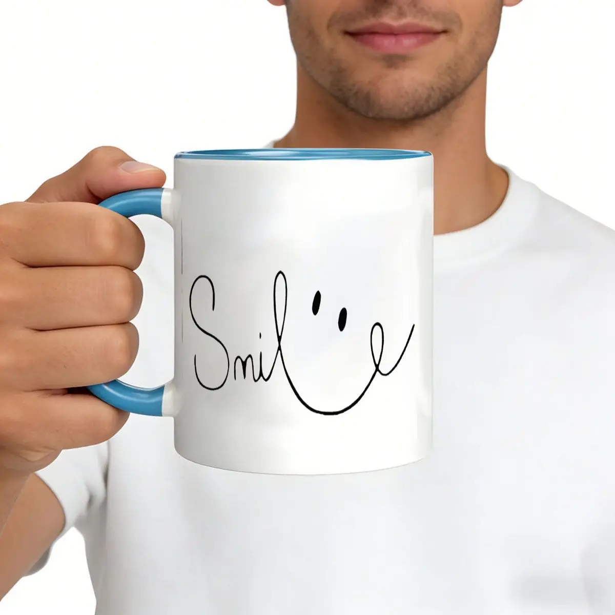 Personalized Name Ceramic Coffee Cup Custom Smile Happy Face Design 11oz Mug Gift for Mom Lover Birthday Christmas Unisex