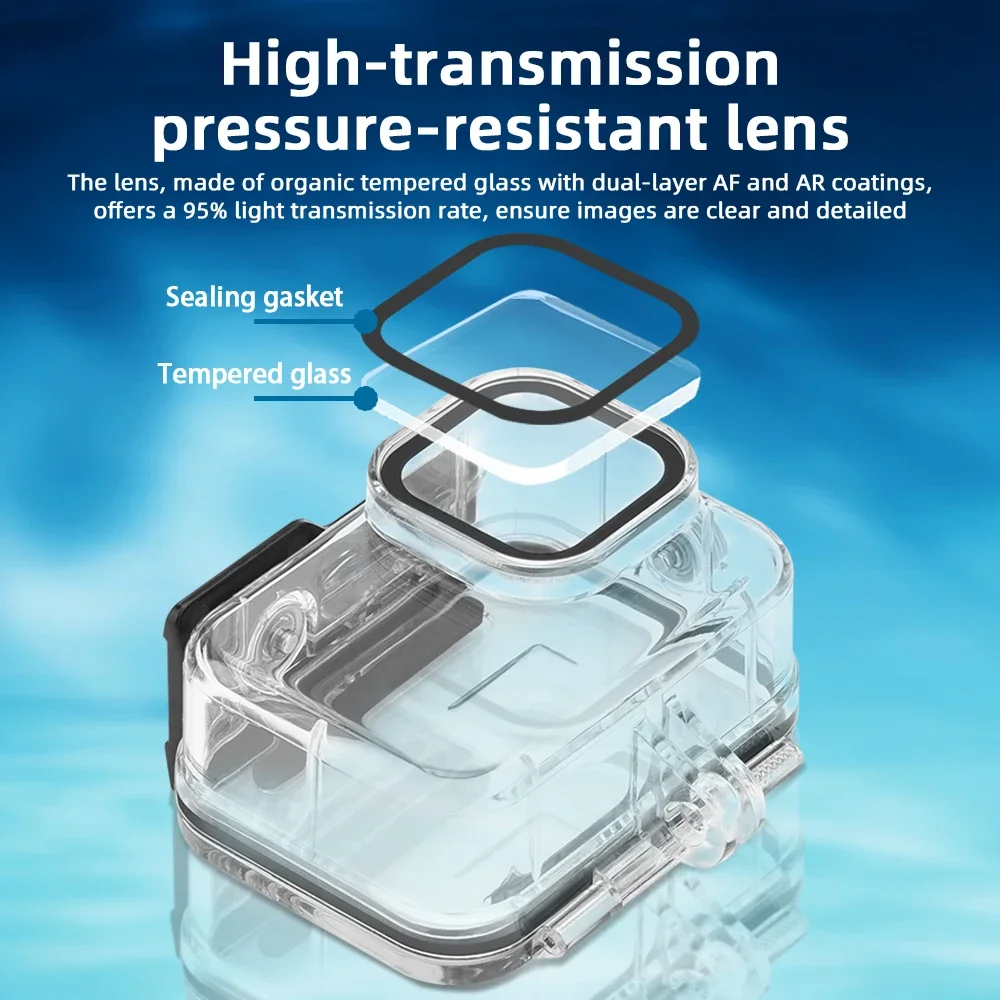 Flymile حافظة مقاومة للماء لـ GoPro Hero ، غطاء إسكان للغوص تحت الماء مع فلتر الغوص ، ملحق GoPro ، البطل 13 ، 12 ، 11 ، 10 ، 9 ، 60 م