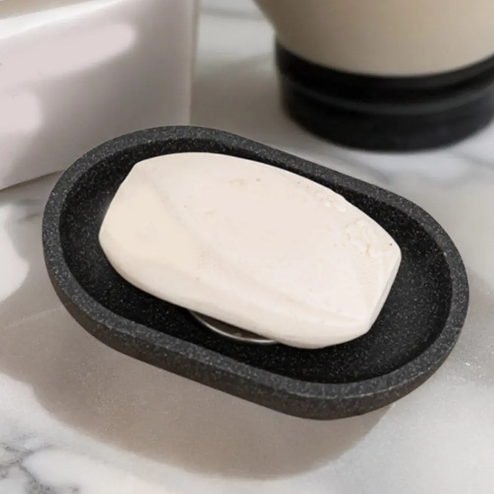 

2Pcs Creative Exquisite Soap Dish Vanity Countertop Sink Tray Stainless Steel Resin Material Multi-Function Household Soap Box