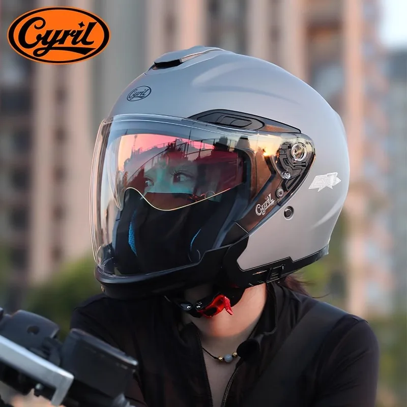 

Open Face Motorcycle Helmet Dual Visors Men and Women 3/4 Jet Moto Helmets Lightweight Adult Electric Scooter Helmet