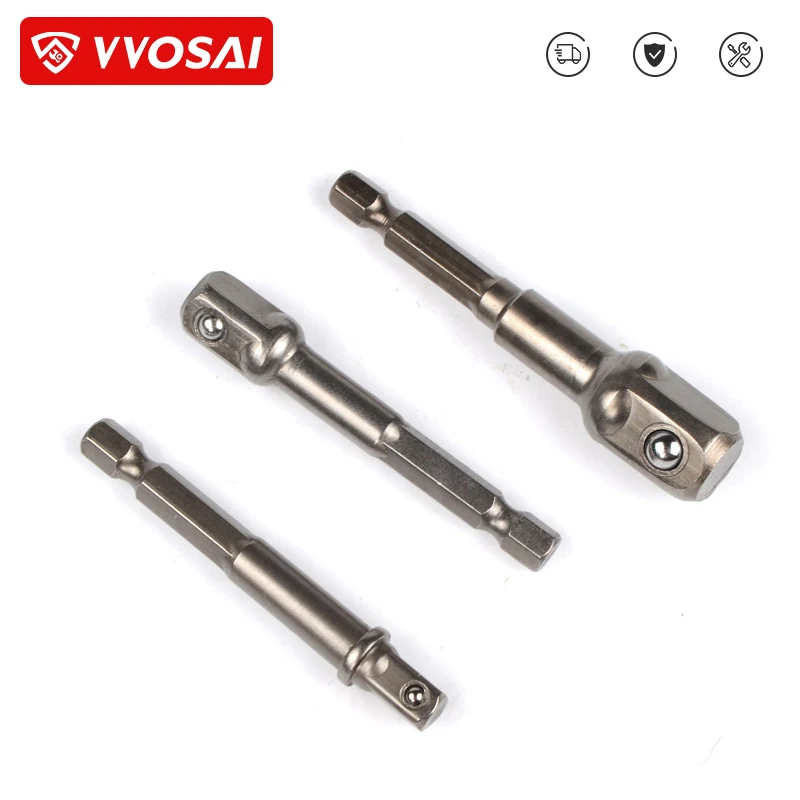 VVOSAI 3pcs Chrome Vanadium Steel Socket Adapter Set Hex Shank 1/4\