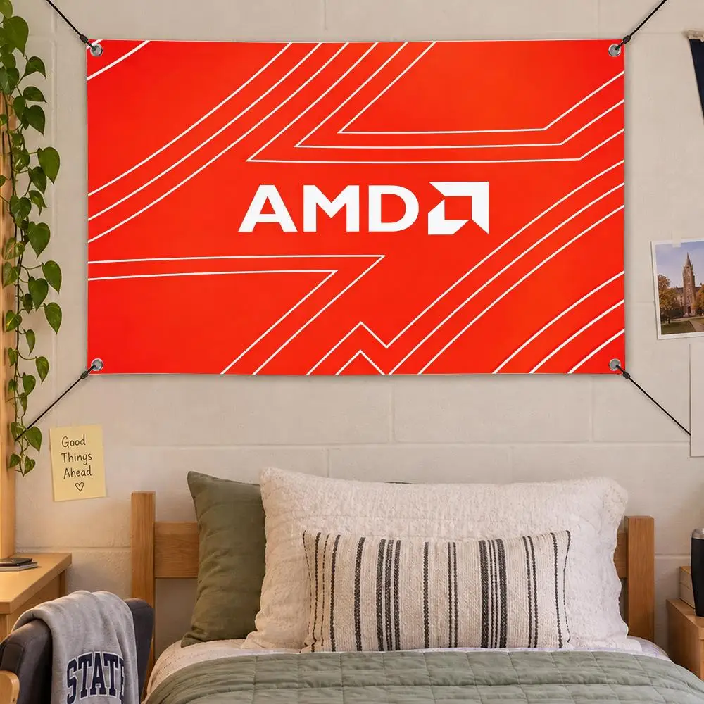 Tech Gaming AMD Ryzen Flags Decorative Flag Banner Indoor Bedroom Dorm Gaming Room Wall Party Club Decor Fan Gift