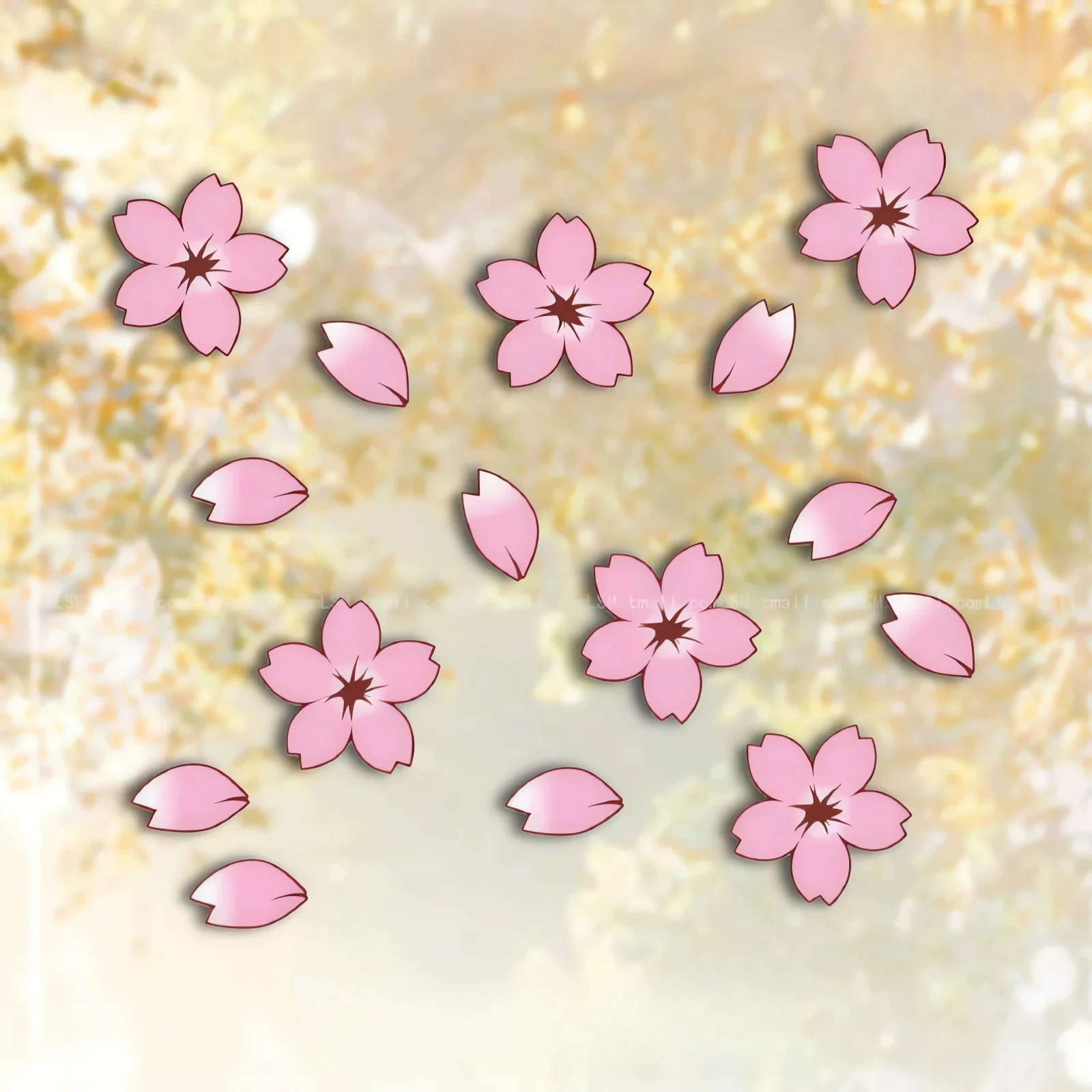 1Set Cherry Blossom Car Stickers, Creative Personality Vinyl Decals for Car Body Decor, Waterproof Scratch Cover