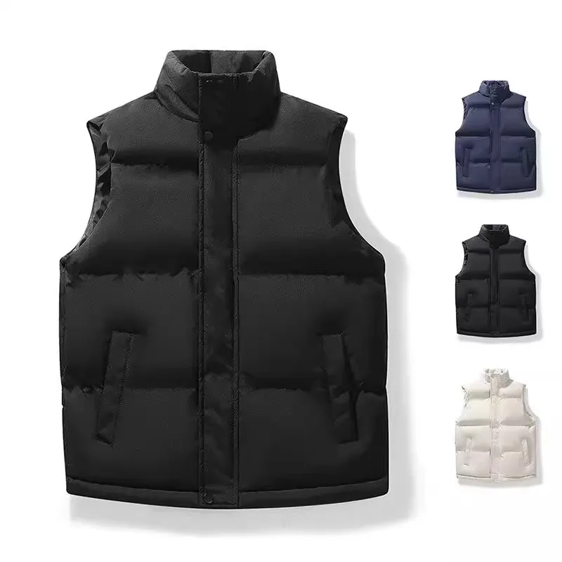 Men's Casual Thickened Warm down Vest Autumn Winter Loose Fit Stand Collar Large Size Couple's Shoulder Coat Sleeveless