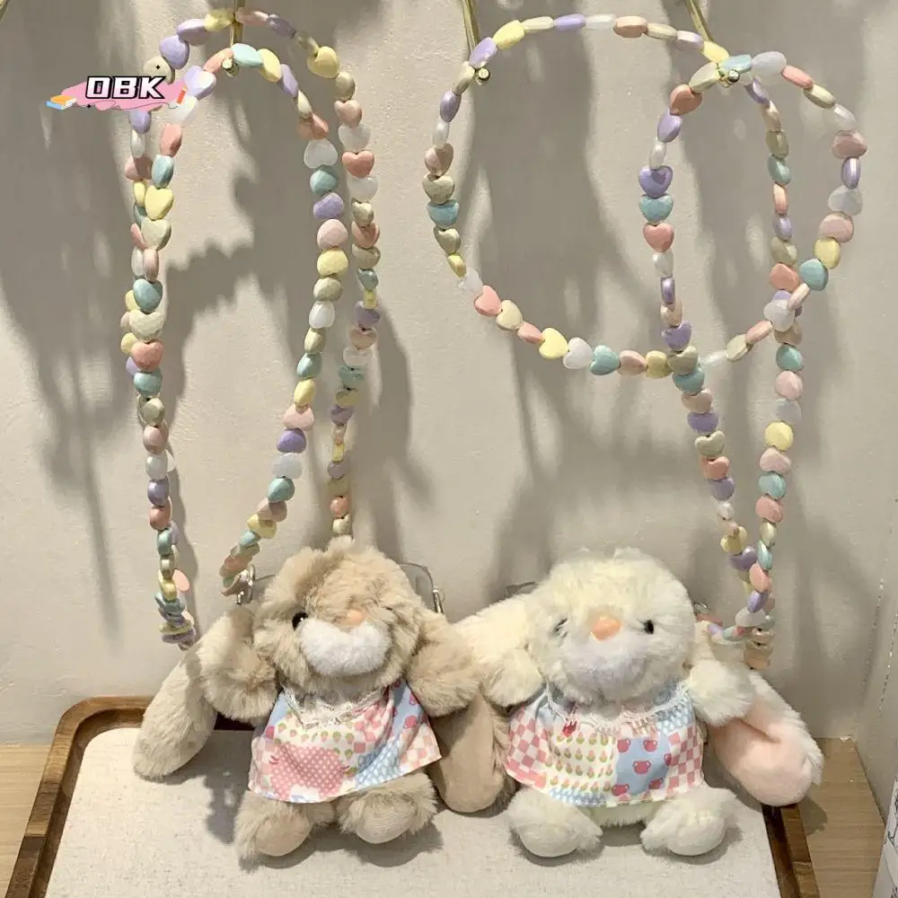 

Cute Design Phone Back Clip Soft Material Clip Function Bunny Plush Phone Rope Adorable Mini Size Mobile Phone Chain