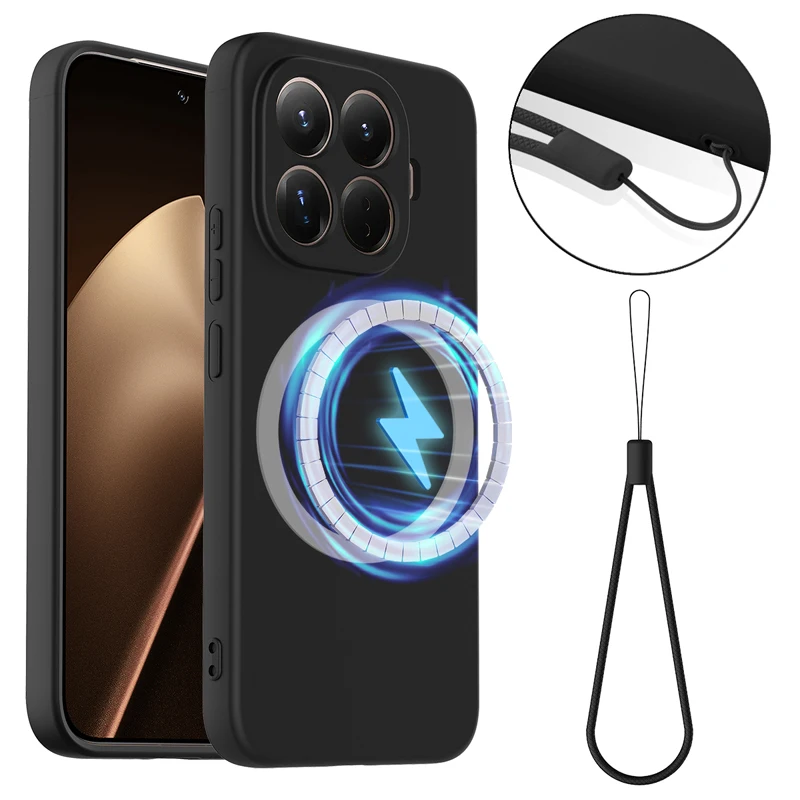 Flüssiges Silikon Handyhülle mit Hautgefühl für Note 15/14/13 Pro Plus 4G 5G Redmi 15C 15 4G 5G 171MM 173MM Magnetische Schutzhülle
