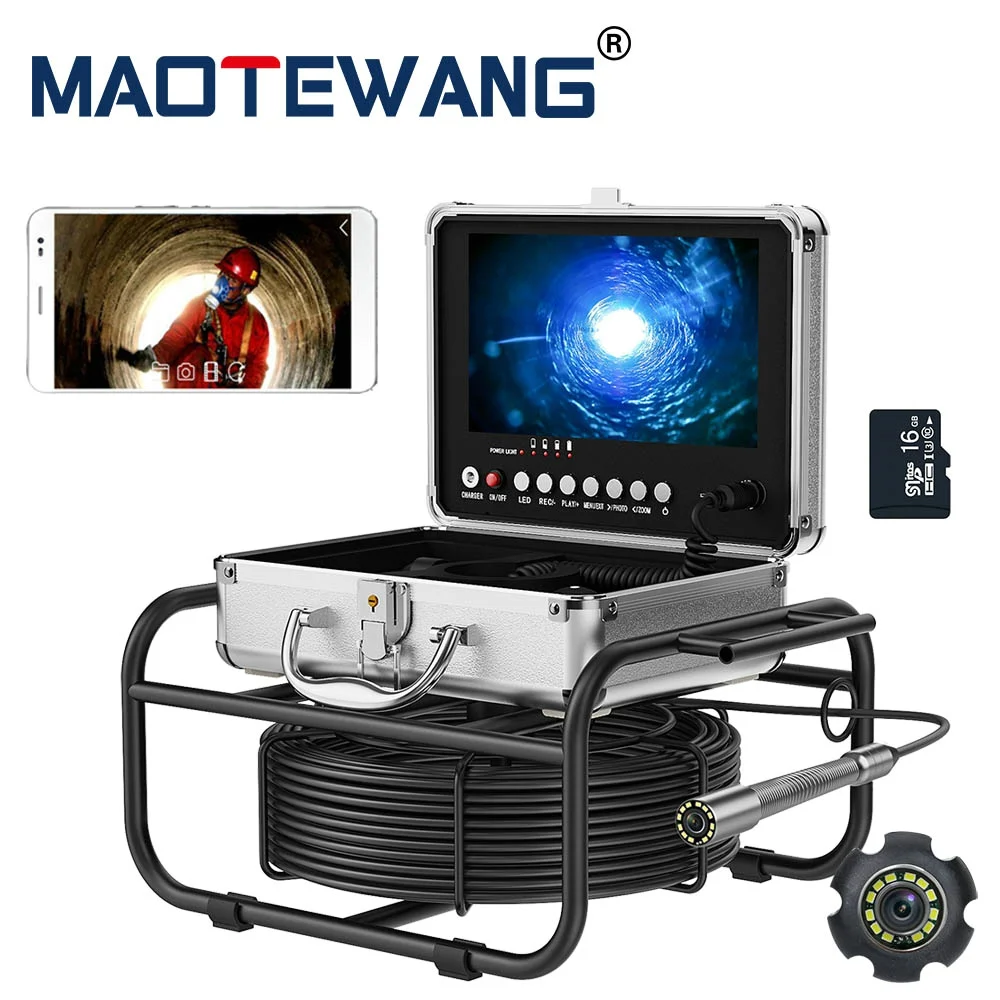 

WiFi Wireless Endoscope Camera 1080P 9" Screen IP68 Sewer Pipe Inspection Camera 20/30/50M 23mm Diameter DVR Video Night Vision