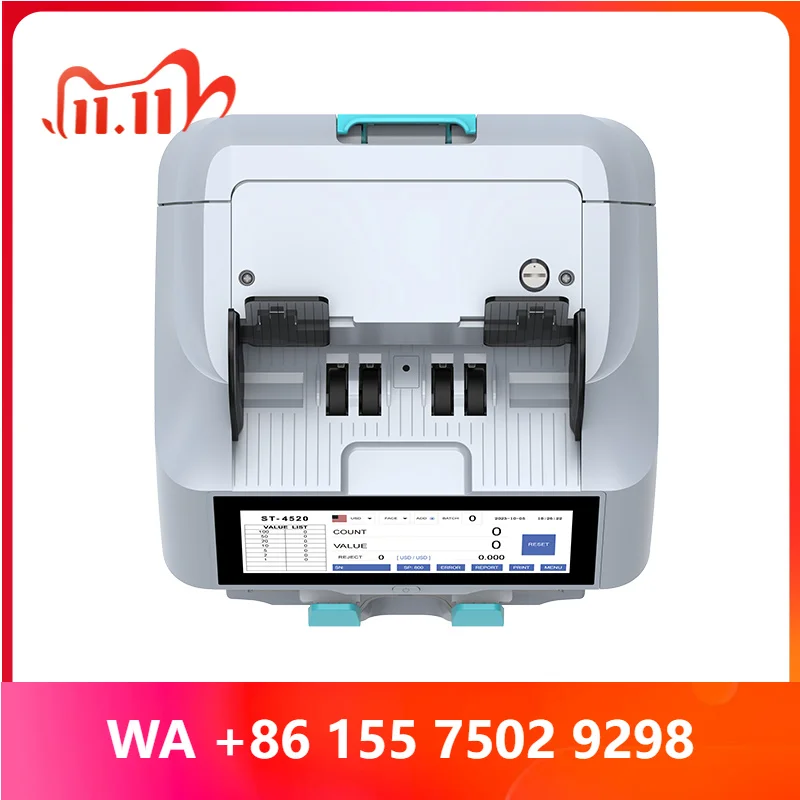 Two-Pocket Mixed alue Banknote Counter Sorter, Dual CIS High Efficiency Cash Counting hine