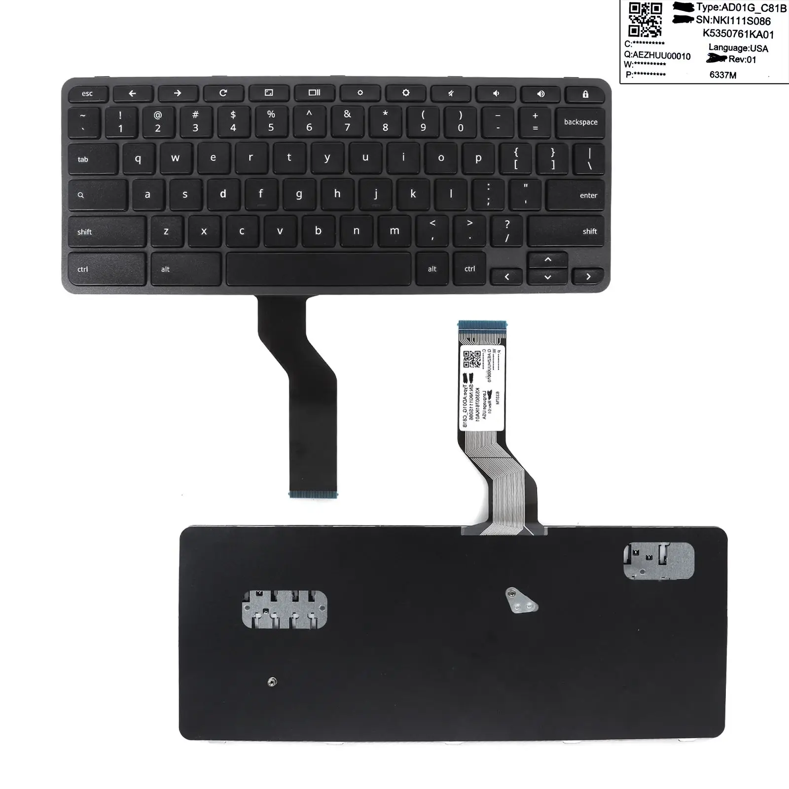 

US Laptop Keyboard for Acer Chromebook R721T R722 R736 R756T Grey Frame