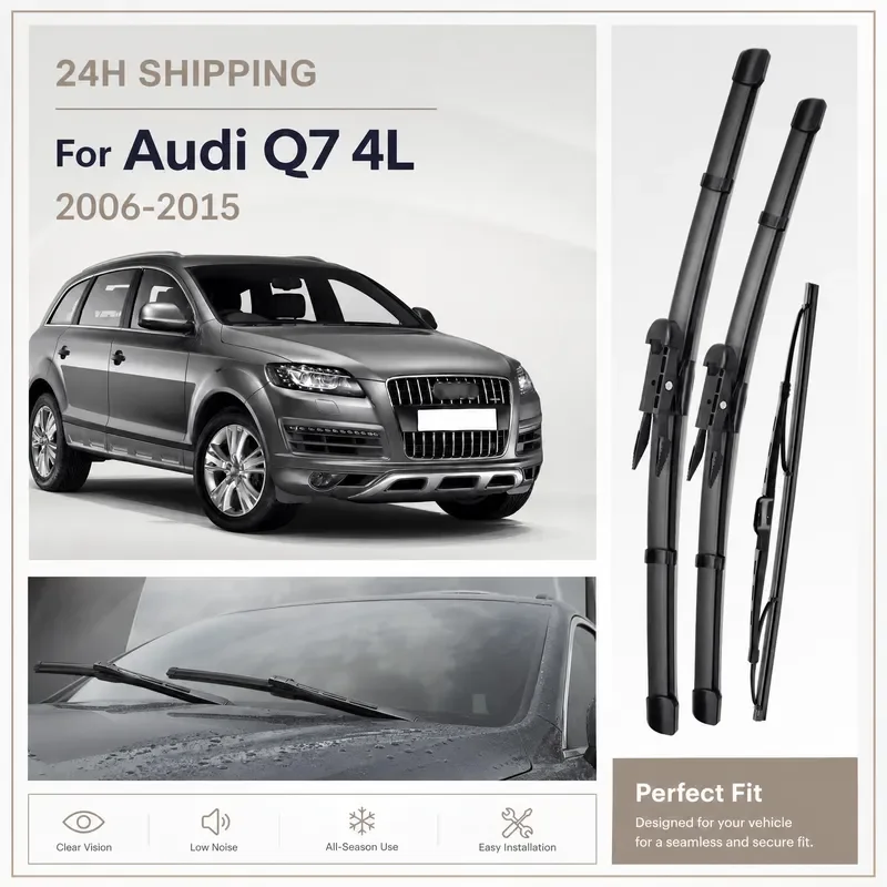 For Audi Q7 4L 2006-2015 Front Rear Windshield Wiper Blades Set 26+26+14 Inch Window Screen Washer Arm Replacement Auto Parts