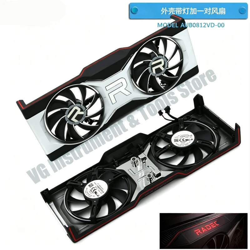 Neu für AMD RADEON RX 6700 XT FE Grafikkartenlüfter mit Gehäuse RX6700XT Grafikkarten-Ersatzgehäuse mit RGB Original – Detail 2