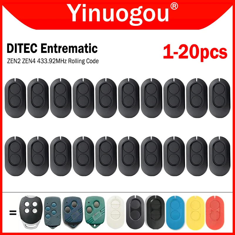 

DITEC Entrematic ZEN2 ZEN4 ZEN2W ZEN4W Garage Door / Gate Remote Control 433MHz Rolling Code for DITEC GOL4 BIXLG4 BIXLP2 BIXLS2