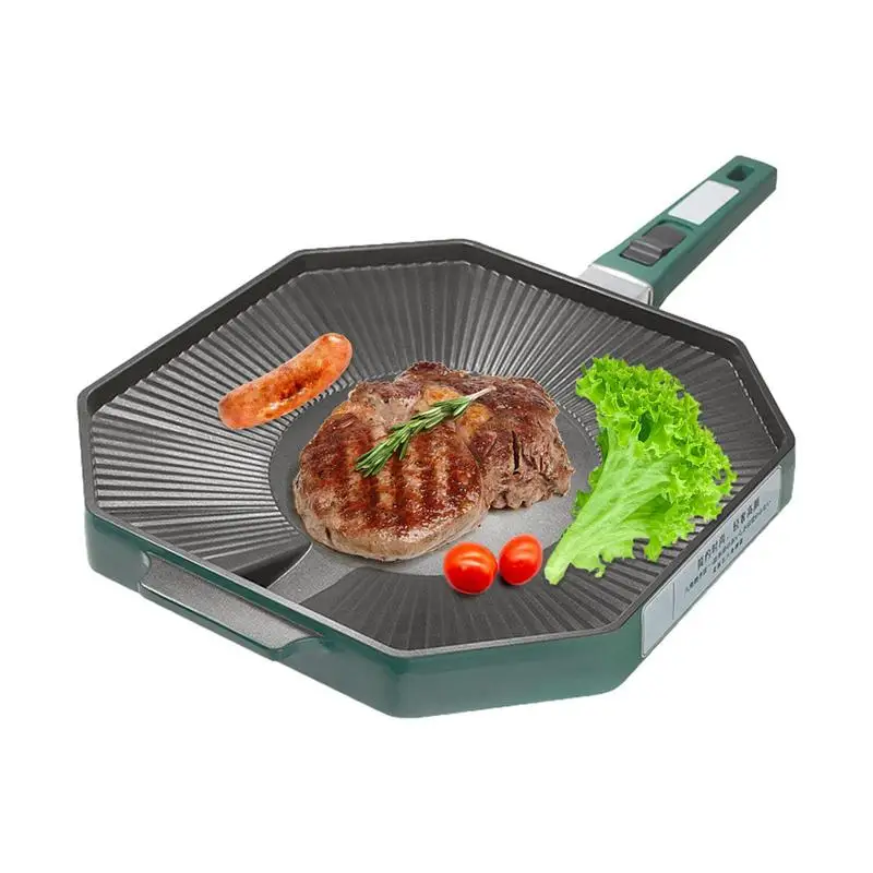 

Camping Cooking Grill Pan BBQ Griddle Non-Stick Grill Pan Grilling Cookware With Oil Drain Hole Design Includes Storage Bag For