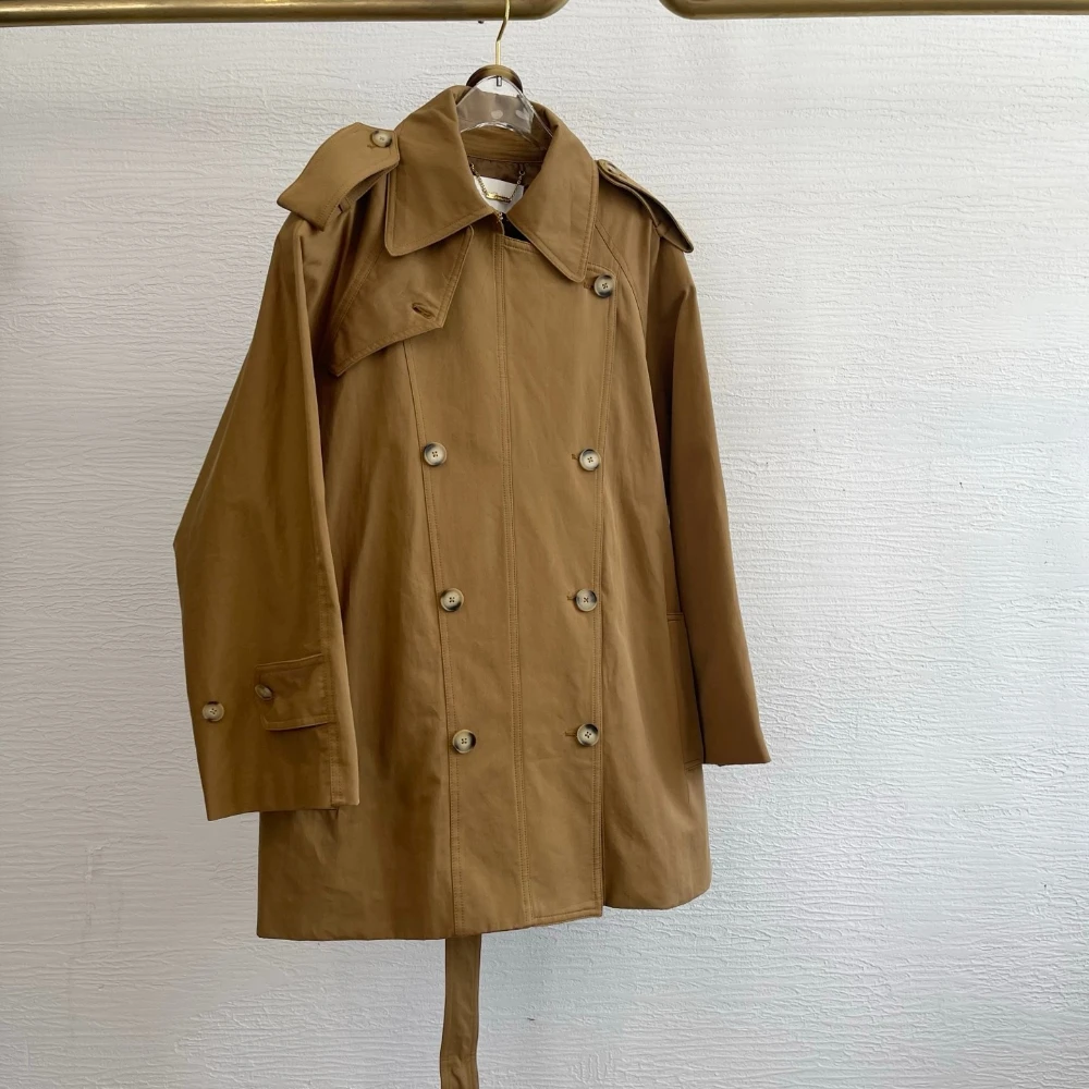 

2025 New Fashion Khaki Long Sleeve Wear Style Windbreaker Jacket Tops for Women