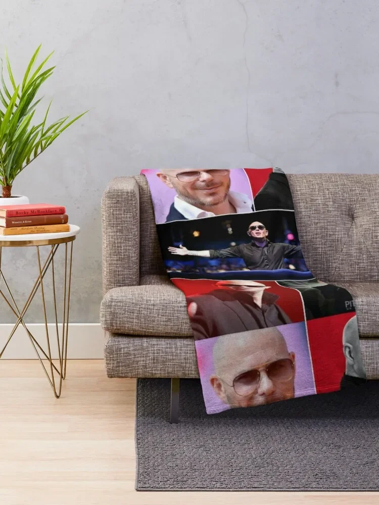 Pitbull American rapper Aesthetics Photos Compilation Collage - 1 Throw Blanket Decorative Sofas Large Warm Blankets