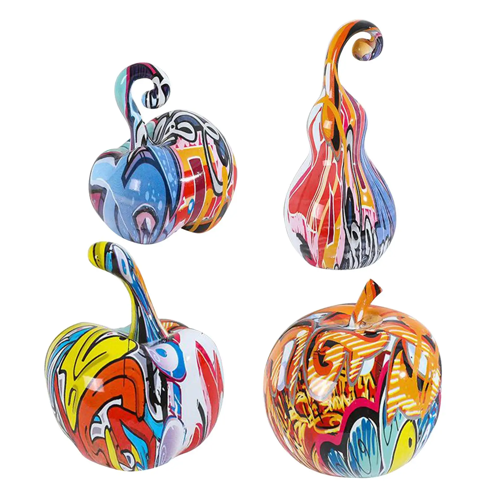 Creative Painted Apple Resin Crafts Ornament Home Entrance Wine TV Cabinet Office Decorations Graffiti Colorful Artwork Figurine