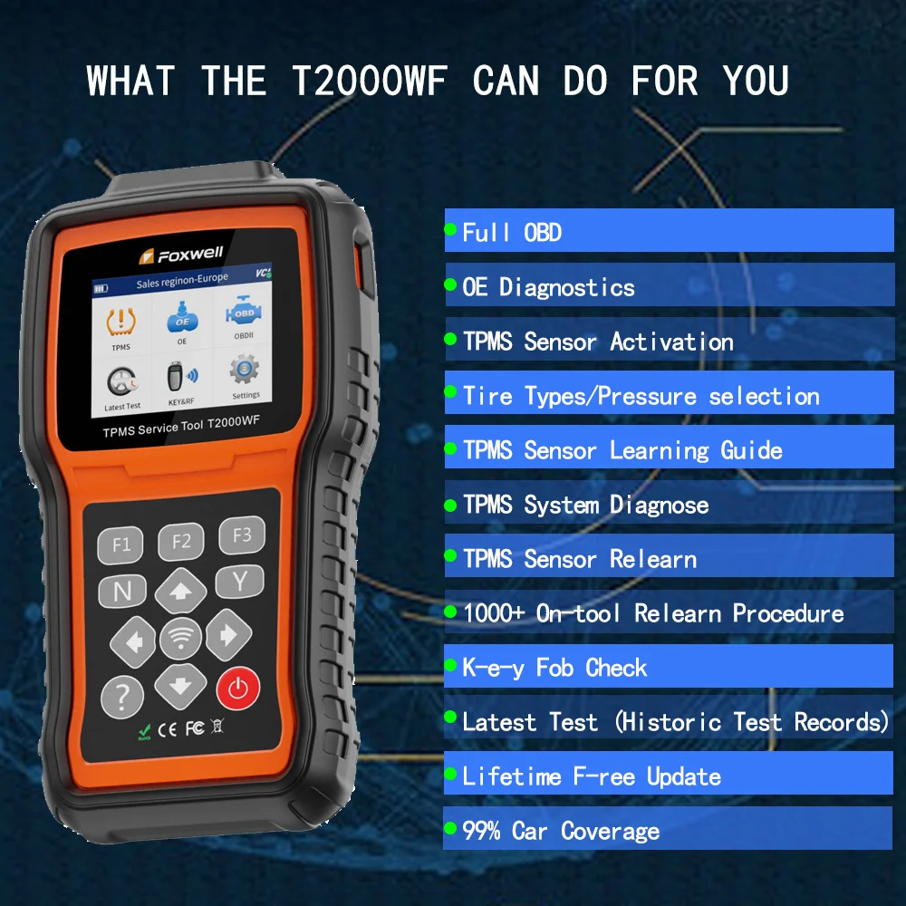 Picture 3: FOXWELL T2000 WF TPMS Diagnostic Tool for Car Tire Pressure Monitor System Programming Diagnosis Sensors Program PK T2000 pro