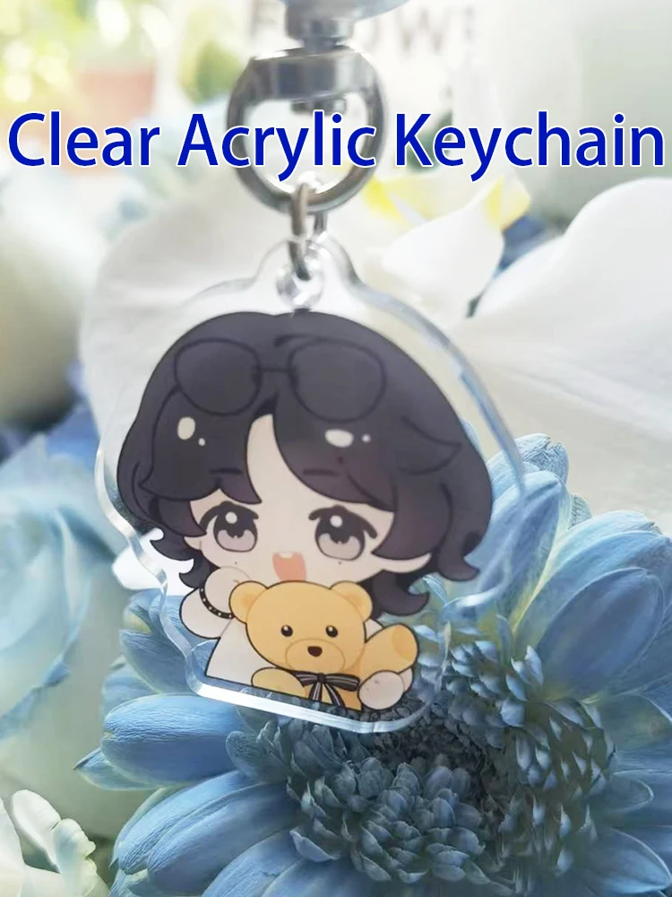 Custom Keychains  Customized Photo Clear Acrylic Charm Cartoon AnimeHolographic Cute Design Epoxy Star Film Key Chains For Gifts