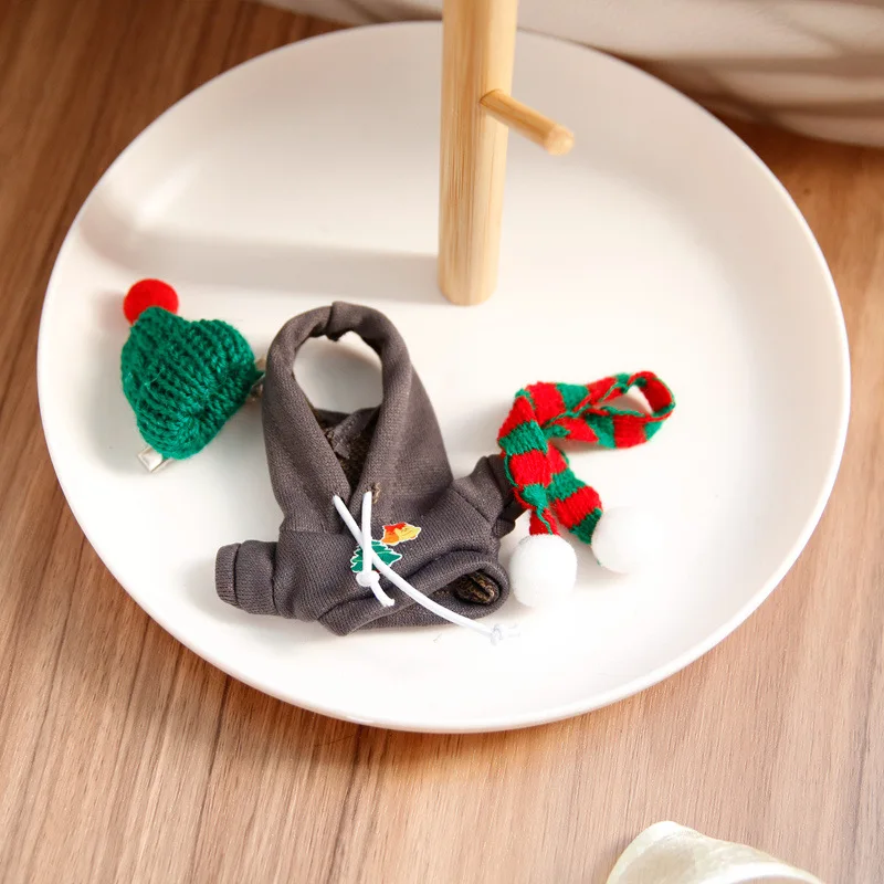 10 سنتيمتر لطيف أفخم دمية الملابس الزي اكسسوارات ل Labubu V4 عيد الميلاد سترة قبعة الملابس هدية السنة الجديدة