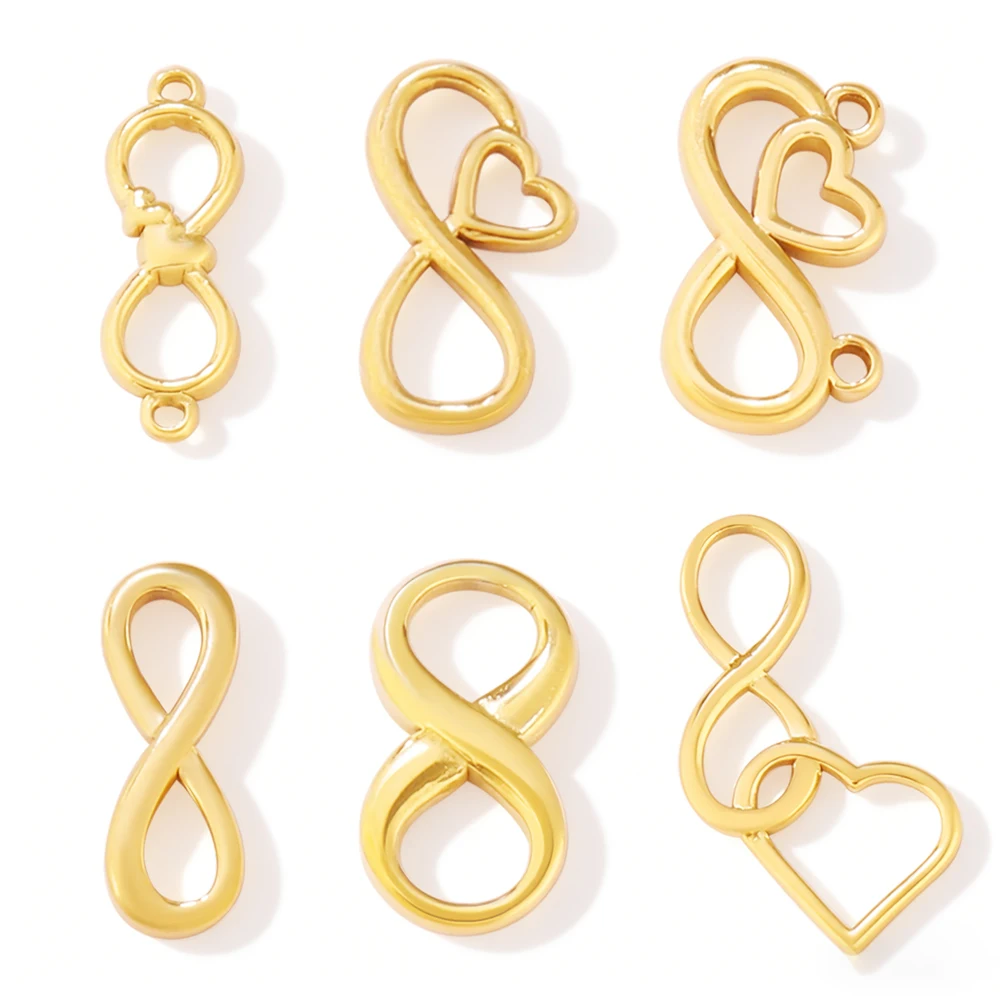 

3pcs Stainless Steel Infinity Pendant Findings Fashion 18K Gold Plated Charms For DIY Jewelry Making Supplies Accessories