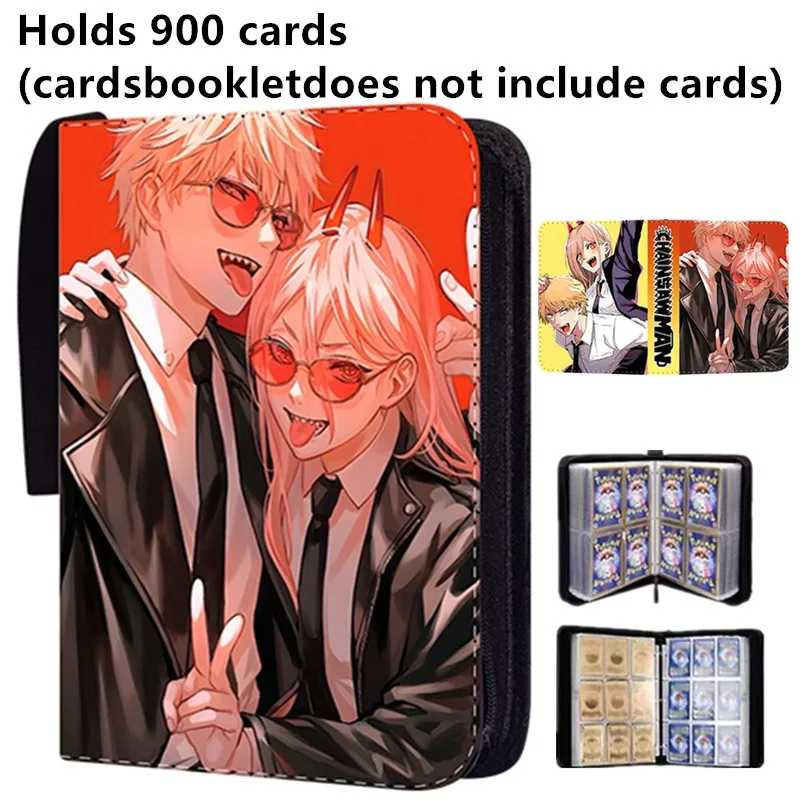 400/900pcs Chainsaw Man Card Album Book Folder 4/9 Card Slots Collections  Zipper Double Pocket Zipper Card Binder Holder - AliExpress 26