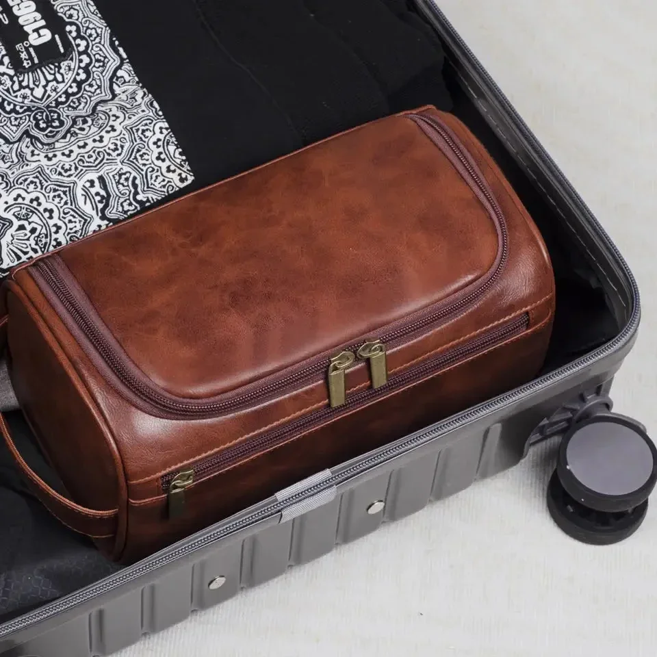 Leder-Kulturtasche für Herren und Damen, Dopp Kit, Hängende Herren-Kulturtasche, Reise-Kulturtasche für unterwegs, Große Kosmetiktasche für T – Detail 14