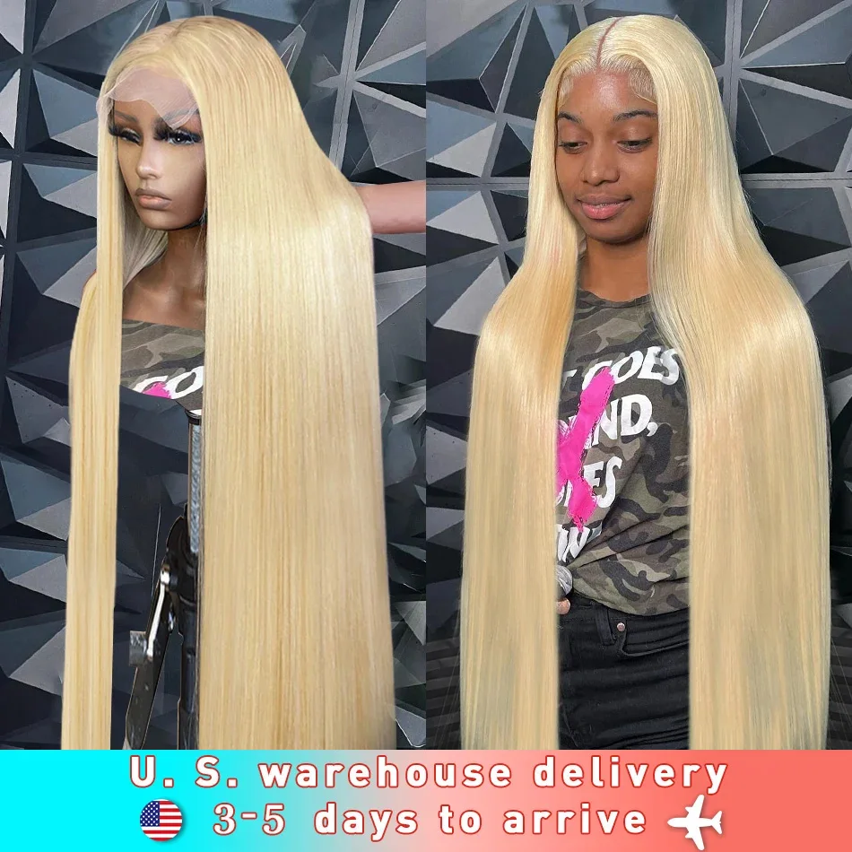 613 Blonde 13x6 Straight Lace Front Human Hair Wig 613 Straight 13x4 HD Lace Frontal Wig 250% Density Pre Plucked Glueless Wig