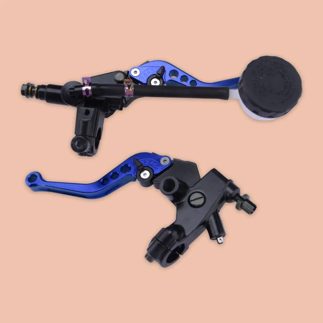 

Пара синих универсальных мотоциклетных рычагов тормоза и сцепления с бачком, 7/8'' (22 мм)