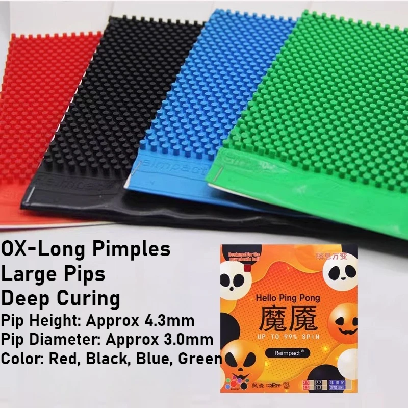 MoMo OX Table Tennis Rubber Long Pimples Deep Cured Super Long Extra Large Pips Anti-Spin & Zero-Friction High Durability