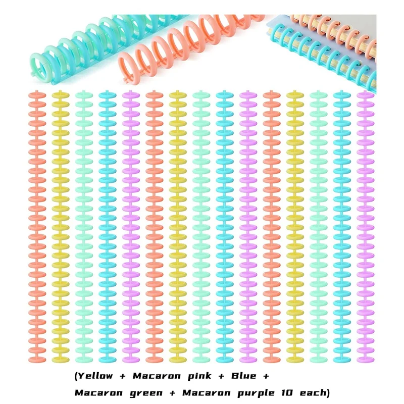 Bobinas de encuadernación en espiral de plástico, 50 piezas, diámetro de 1/2 pulgadas, 30 espirales de encuadernación de anillo, regalos de Navidad para estudiantes y compañeros de trabajo duraderos