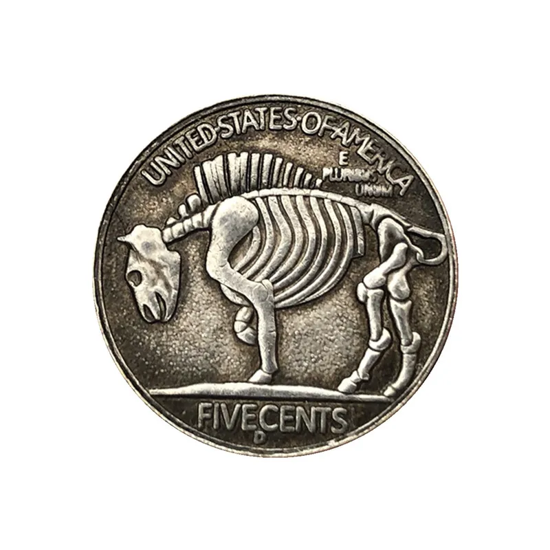 21MM Antique Silver Coin Skull Buffalo Wanderer Commemorative Coin 1937D Tripod Home Collection Crafts Gift for Friends