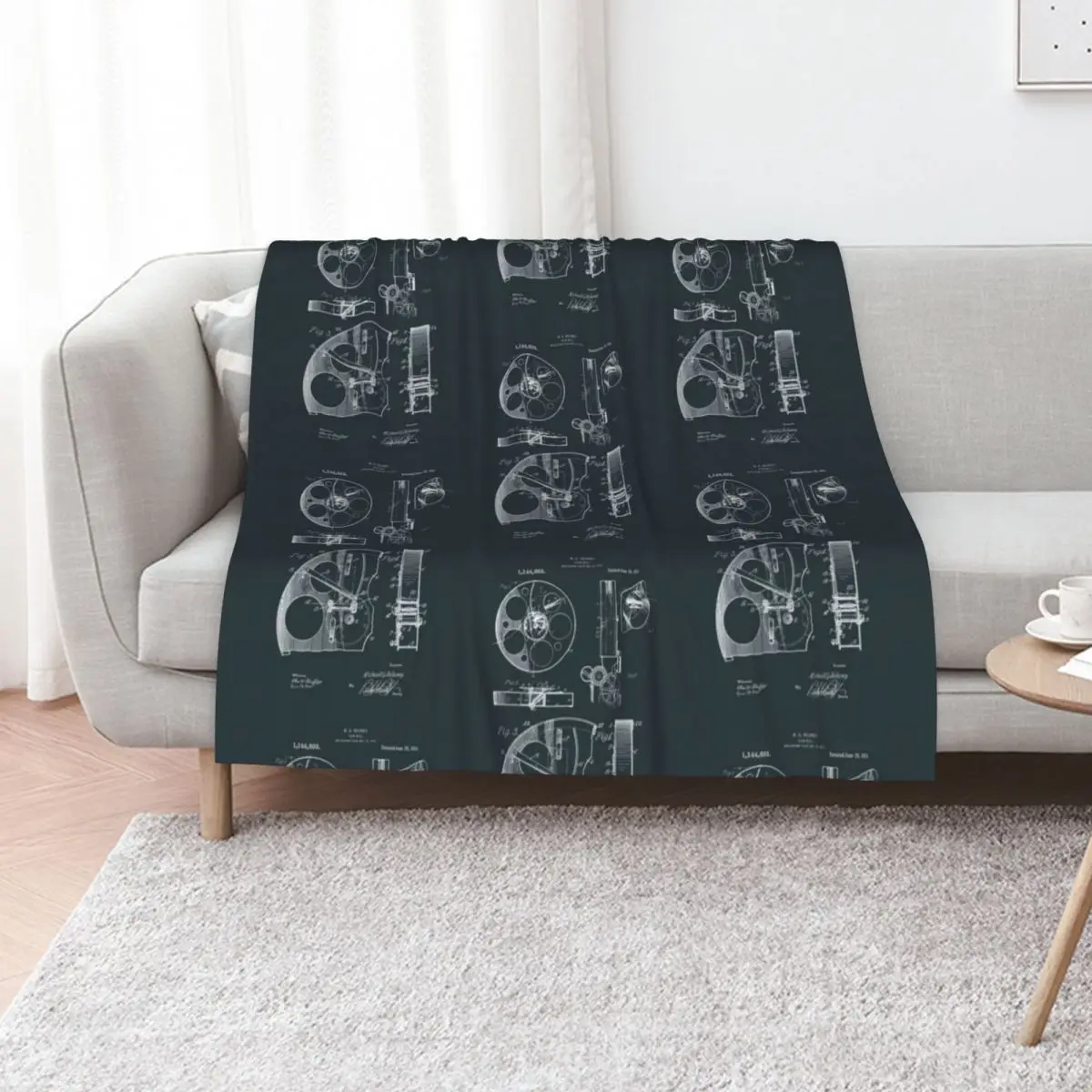 Cameraman Film Reel Patent Drawings 1915 Throw Blanket cosplay anime Sofa Quilt Plaid Comforter Plush Luxury St Blankets
