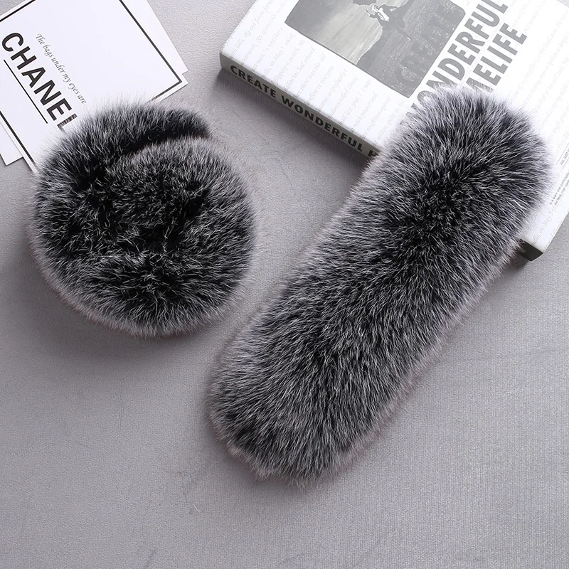 Women's Genuine 100% Real Fox Fur Cuff Winter Coat Keep Warm Wristband Ring Fashion Sweater Decorate Bracelet Arm Warmers Sleeve