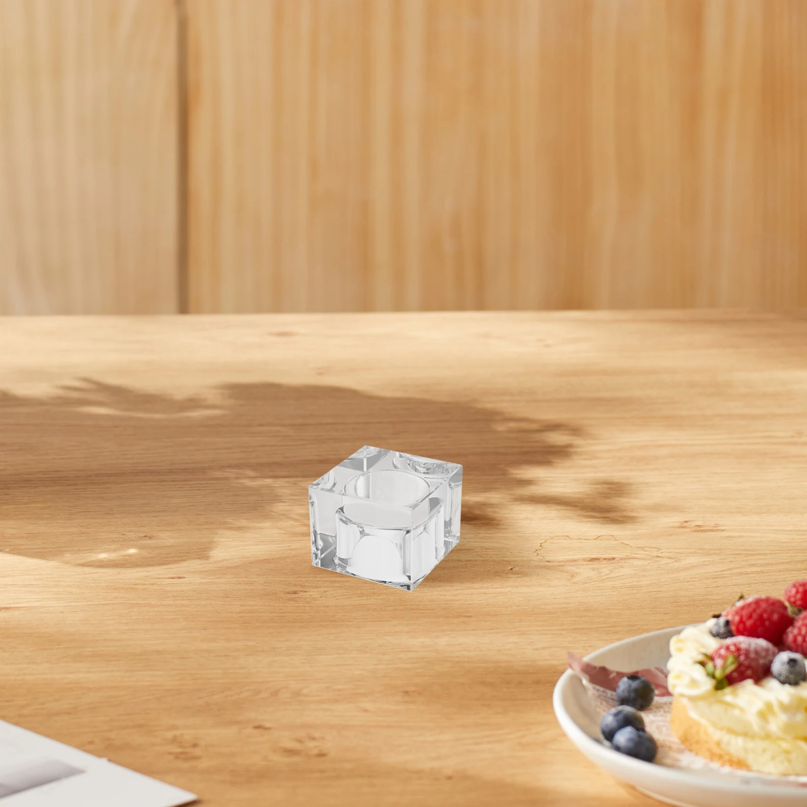 

4Pcs Clear Crystal Square Holders Stable Tealight Stands Wedding Centerpiece Dinner Party Home Decoration