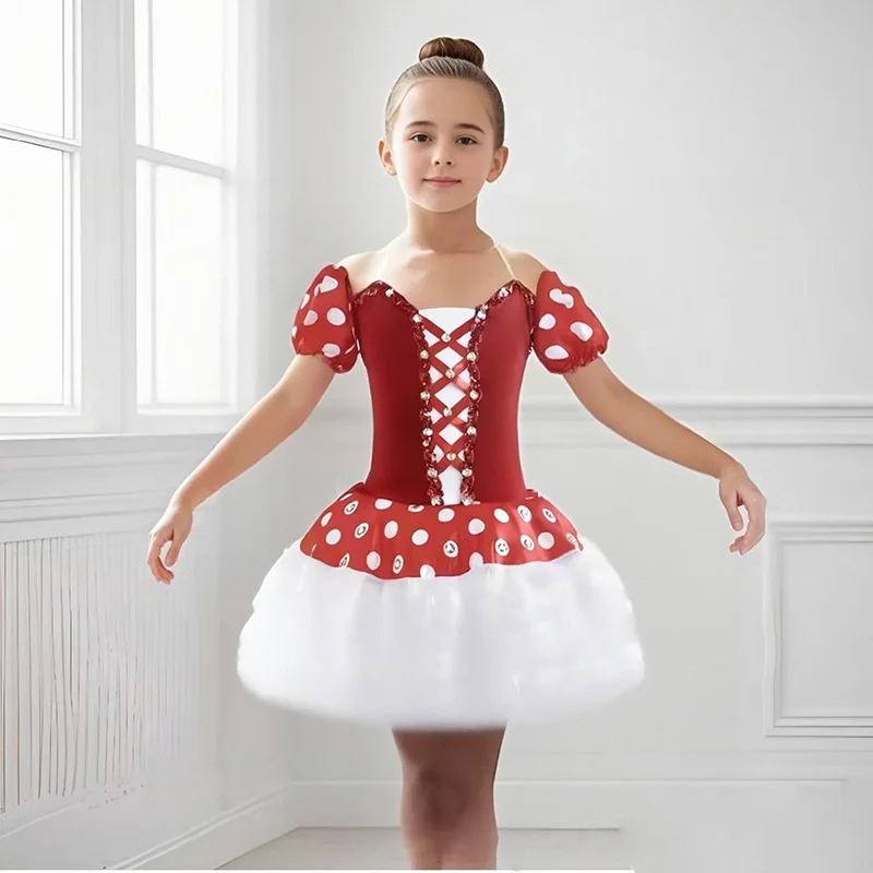 Czerwona długa spódnica baletowa tutu sukienka dla kobiet dziewcząt strój do występów, kostium do tańca łabędziego brzucha, vestidos