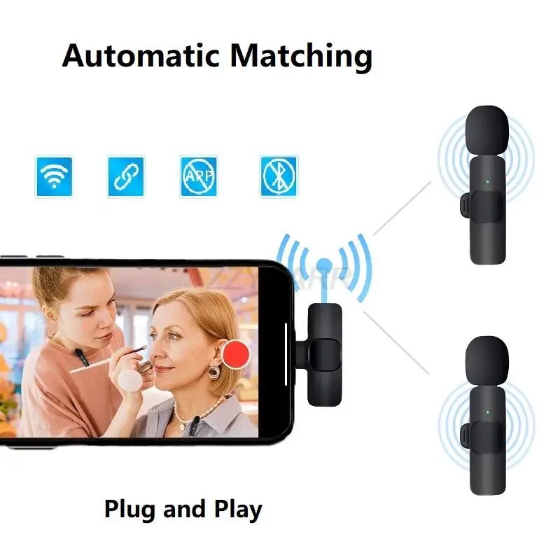 

3.5mm Wireless Lavalier Lapel Microphone for iPhone Android Phone/Camera/Computer-Cordless Dual Mics for Video Recording TikTok