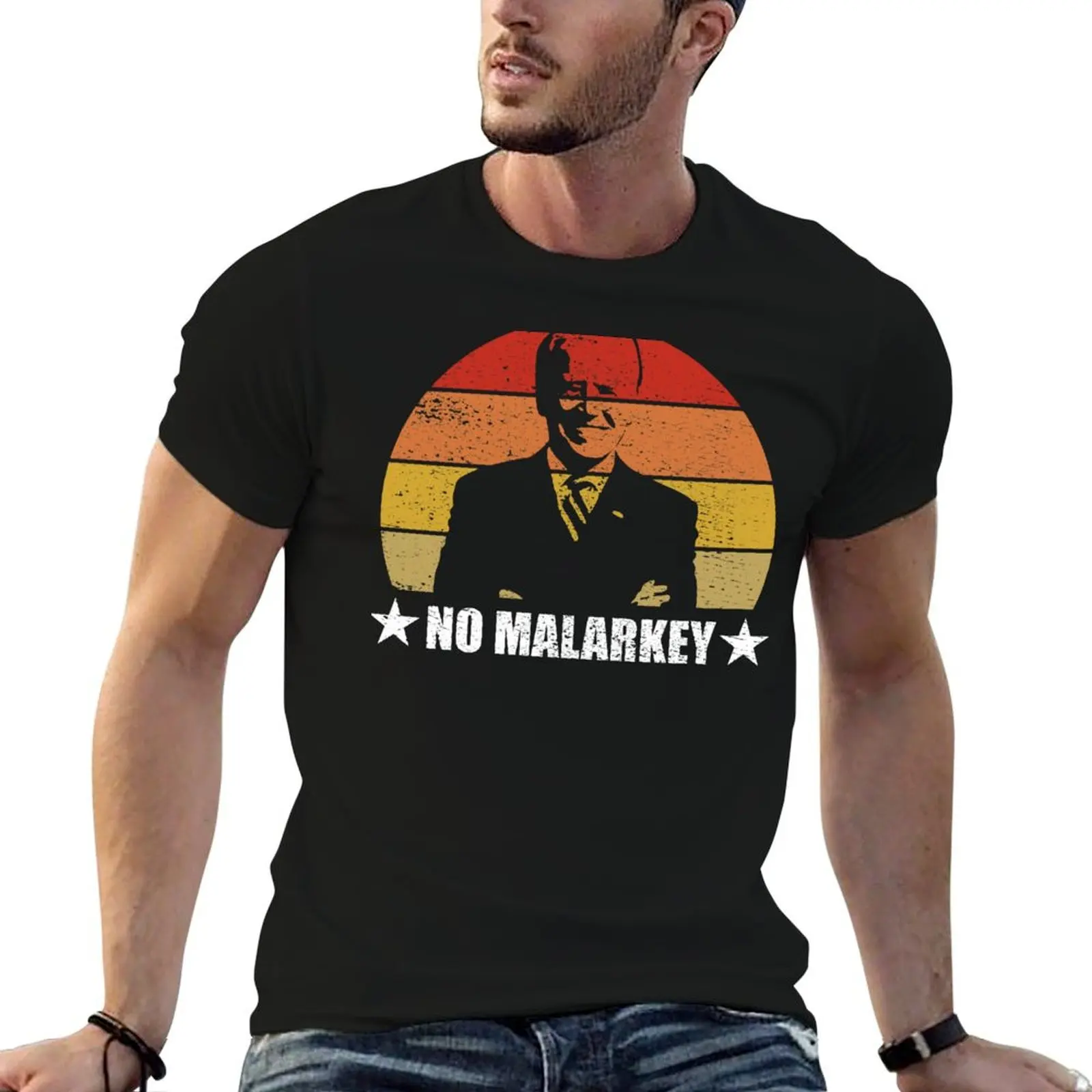 No Malarkey Retro Sunset Distressed - Joe Biden T-Shirt sublime heavy weight t shirts for men