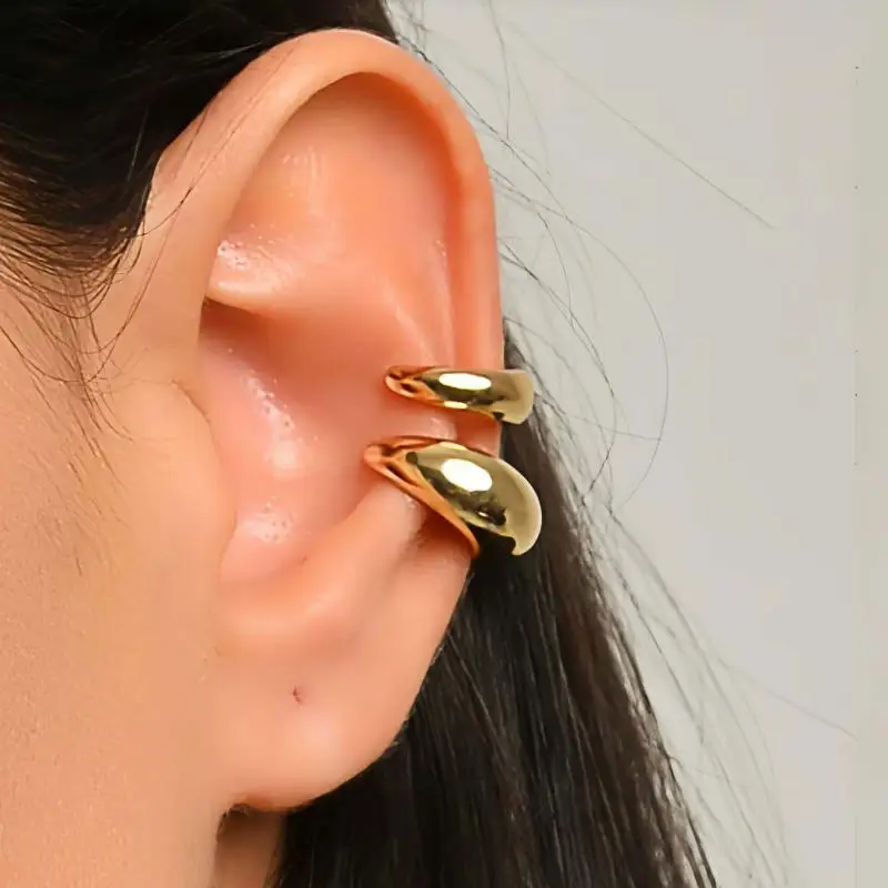 Clip de oreja liso Irregular Punk Hip Hop para mujer, pendiente de Clip único de Metal en forma de C, cartílago falso, joyería de moda para fiesta