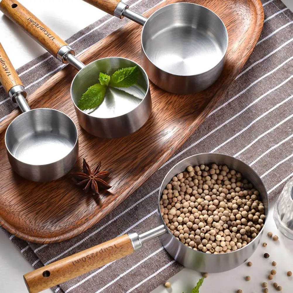 Metal Measuring Spoons Set Decorative Baking Tools Gold-plated Stainless Steel Measuring Spoons Cups Set Precision Baking Tools
